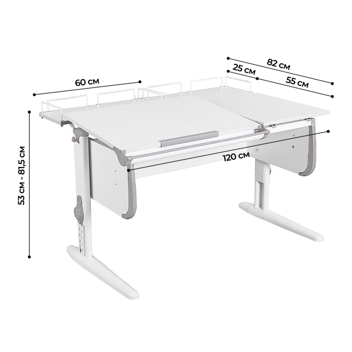 Характеристики Парта Дэми  СУТ-25-01 120см раздельная с задними приставками Характеристики Парта Дэми  СУТ-25-01 120см раздельная с задними приставками