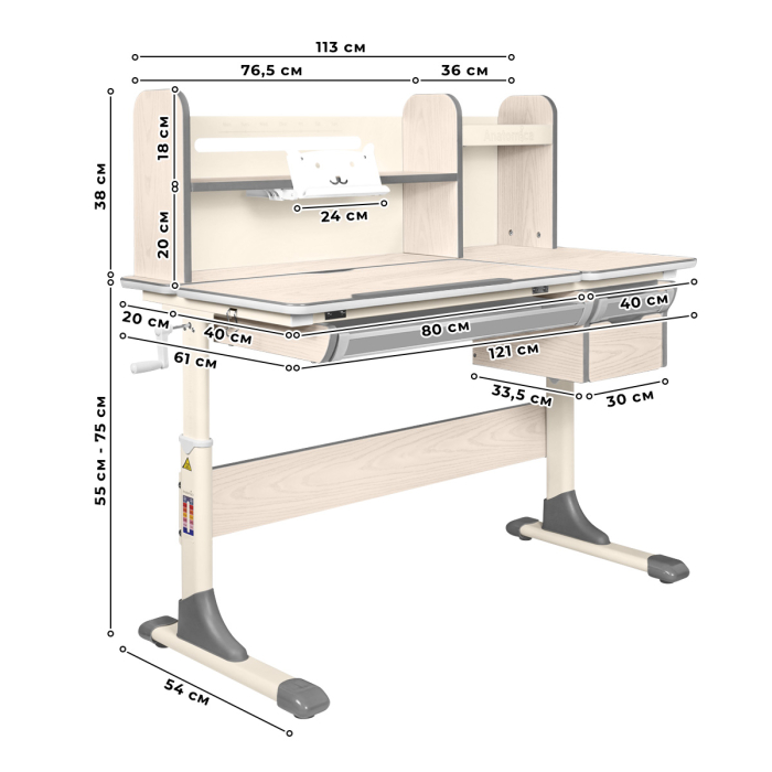 Характеристики Растущая парта Anatomica Genius